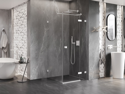 Mexen Lunar T cabine de douche pivotante droite 110 x 110 cm, transparent, blanche - 834T-110-110-20-00-P