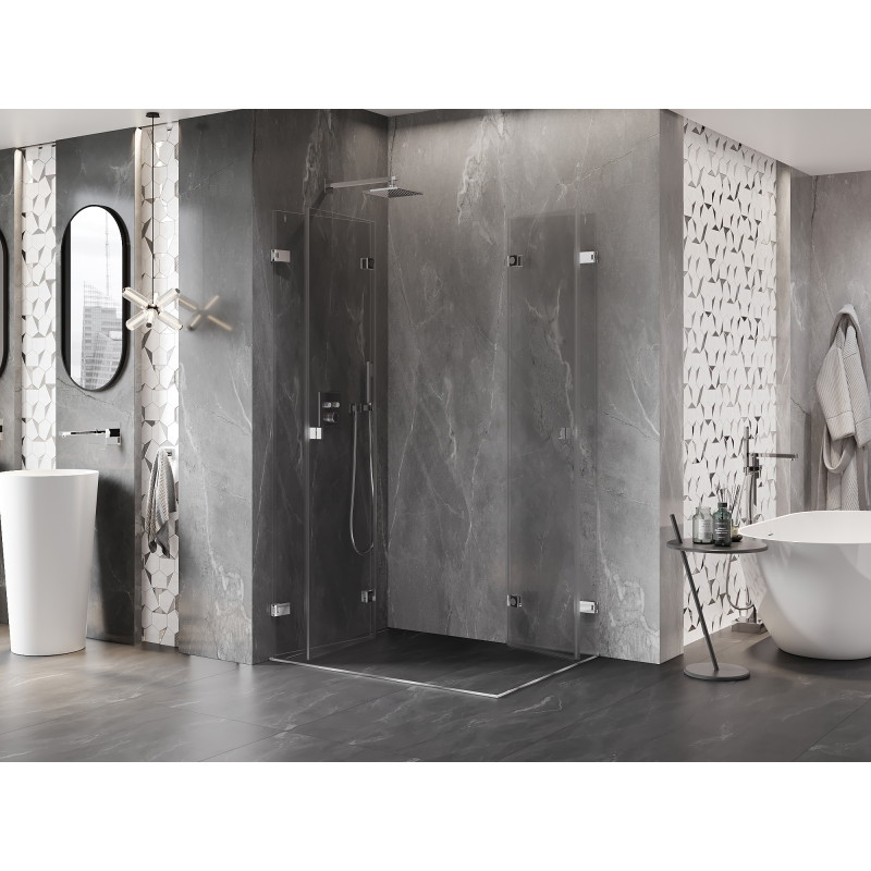 Mexen Lunar-F Duo cabine de douche pliante 80 x 75 cm, transparent, chrome - 836-080L-075P-01-00