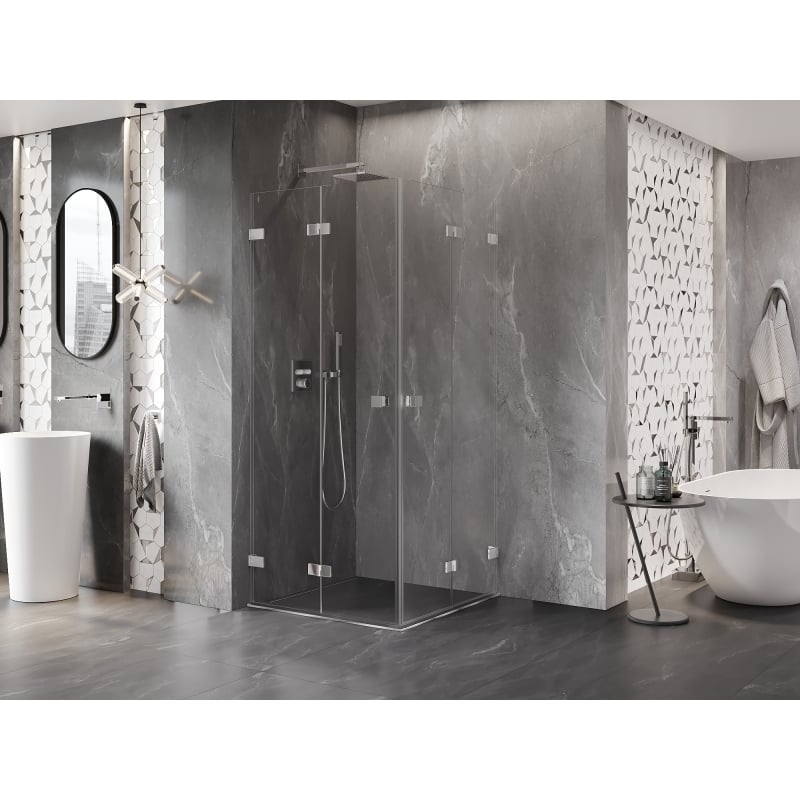 Mexen Lunar-F Duo cabine de douche pliante 80 x 80 cm, transparent, chrome - 836-080L-080P-01-00