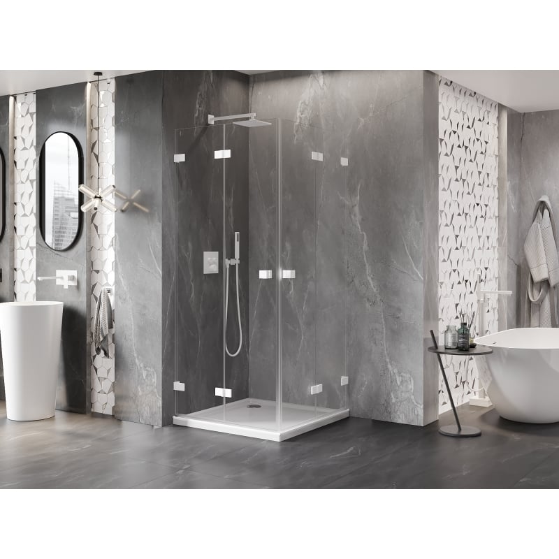 Mexen Lunar-F Duo cabine de douche pliante 70 x 70 cm, transparent, blanc - 836-070L-070P-20-00