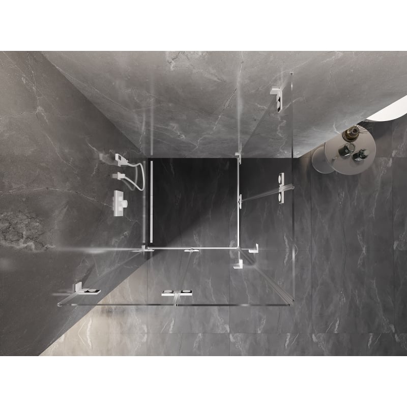 Mexen Lunar-F Duo cabine de douche pliante 80 x 80 cm, transparent, blanc - 836-080L-080P-20-00