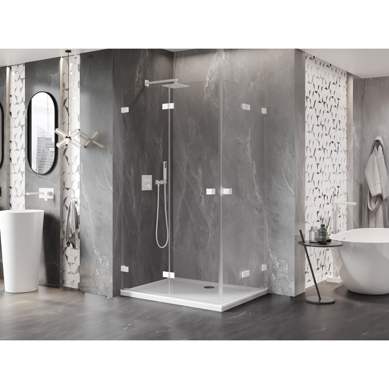 Mexen Lunar-F Duo cabine de douche pliante 85 x 80 cm, transparent, blanc - 836-085L-080P-20-00