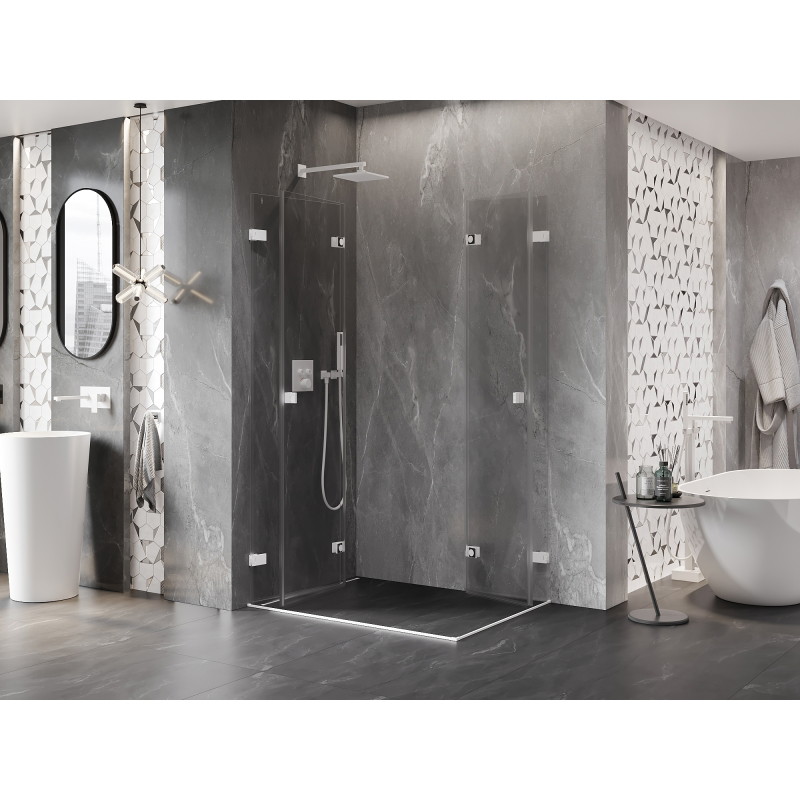 Mexen Lunar-F Duo cabine de douche pliante 85 x 80 cm, transparent, blanc - 836-085L-080P-20-00