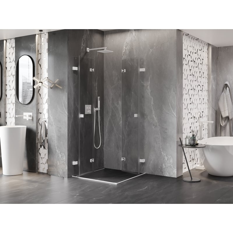Mexen Lunar-F Duo cabine de douche pliante 85 x 85 cm, transparent, blanc - 836-085L-085P-20-00