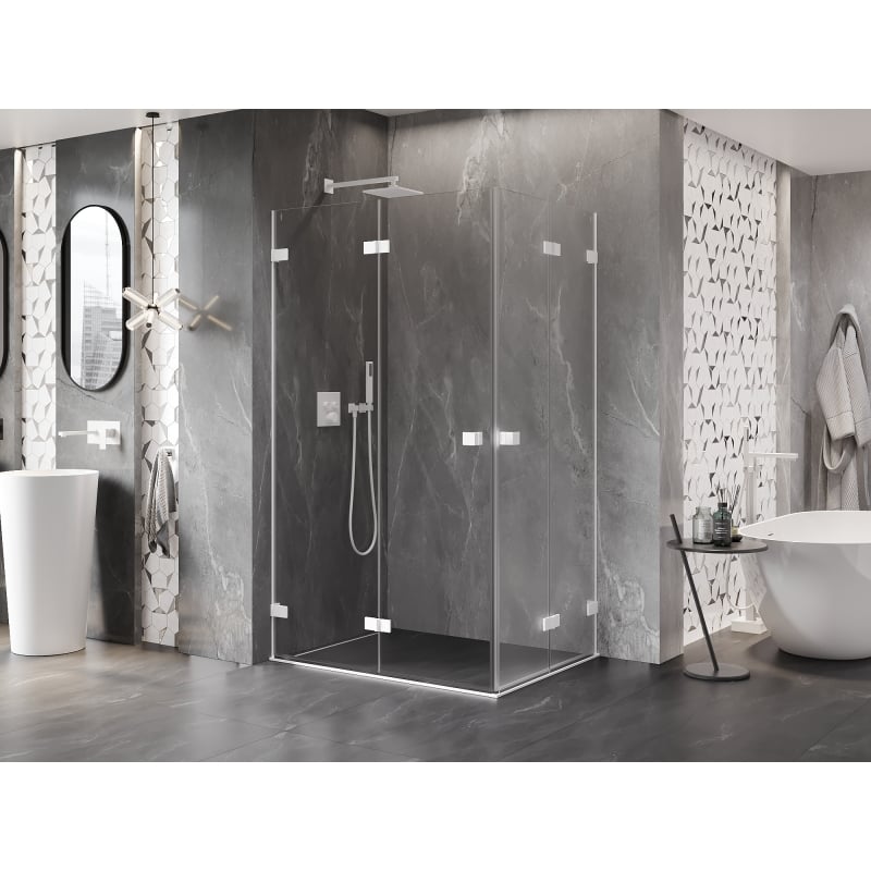Mexen Lunar-F Duo cabine de douche pliante 90 x 80 cm, transparent, blanc - 836-090L-080P-20-00