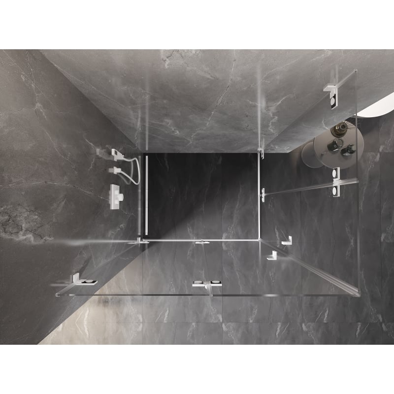 Mexen Lunar-F Duo cabine de douche pliante 100 x 80 cm, transparent, blanc - 836-100L-080P-20-00
