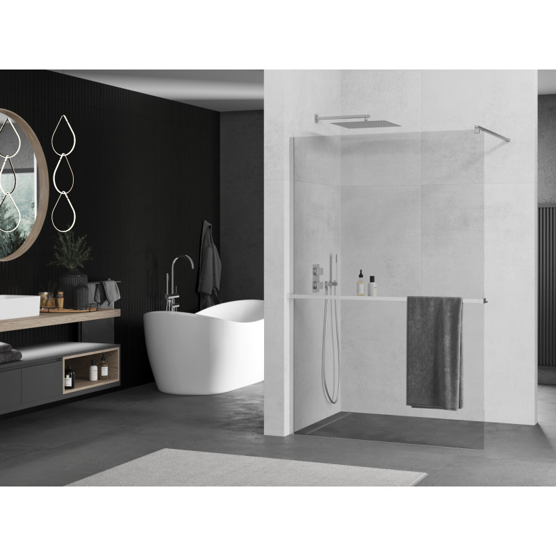 Mexen Kioto+ paroi de douche avec étagère Walk-in 70 x 200 cm, transparent, chrome - 800-070-121-01-00