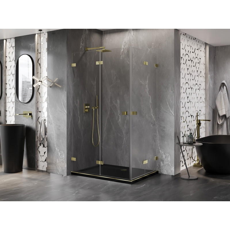 Mexen Lunar-F Duo cabine de douche pliable 90 x 70 cm, transparent, or - 836-090L-070P-50-00