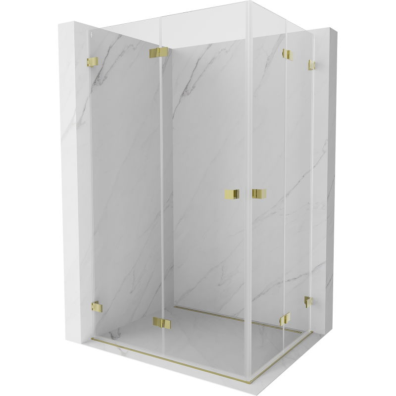Mexen Lunar-F Duo cabine de douche pliante 100 x 80 cm, transparent, doré - 836-100L-080P-50-00