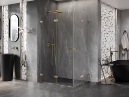 Mexen Lunar-F Duo cabine de douche pliante 100 x 80 cm, transparent, doré - 836-100L-080P-50-00