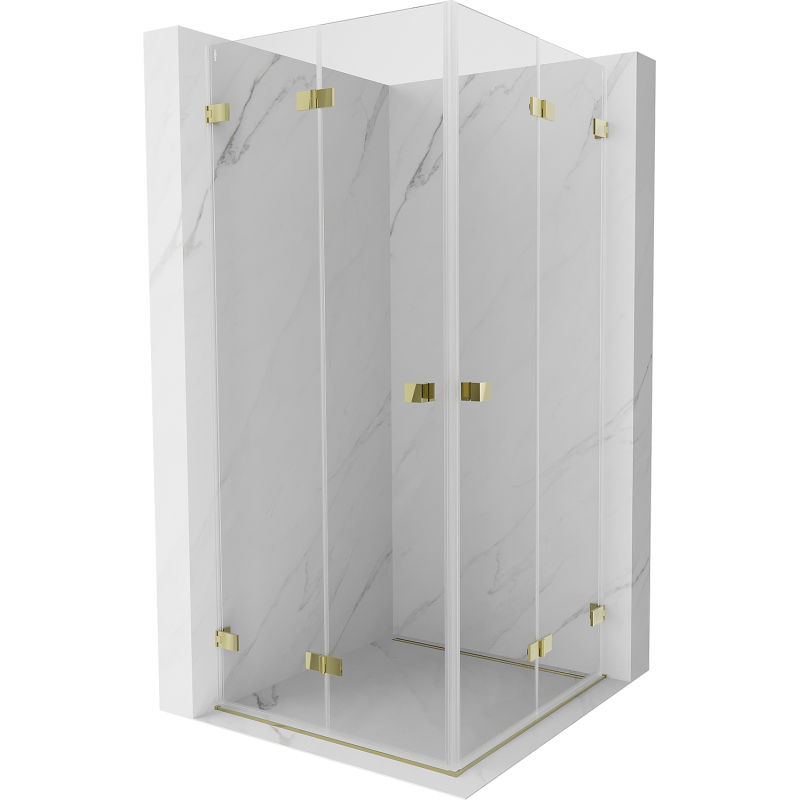 Mexen Lunar-F Duo cabine de douche pliante 100 x 100 cm, transparent, or - 836-100L-100P-50-00