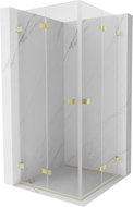 Mexen Lunar-F Duo cabine de douche pliante 75 x 75 cm, transparent, or brossé - 836-075L-075P-55-00