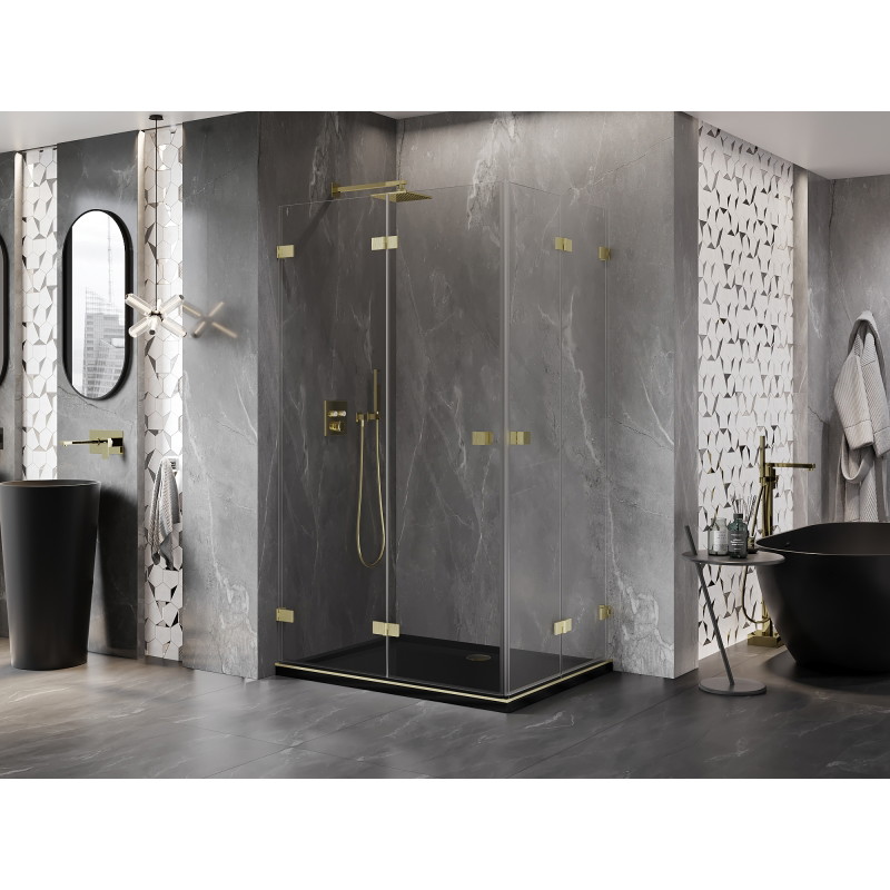 Mexen Lunar-F Duo cabine de douche pliante 90 x 85 cm, transparent, or brossé - 836-090L-085P-55-00