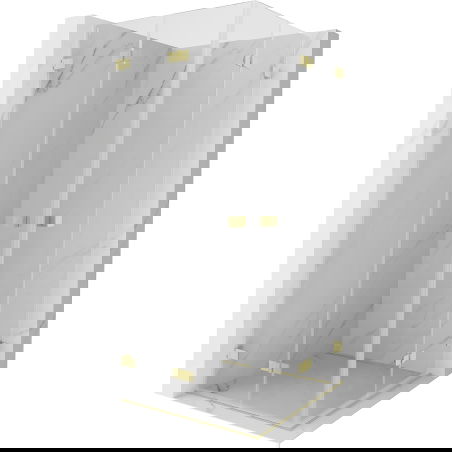 Mexen Lunar-F Duo cabine de douche pliante 90 x 90 cm, transparent, or brossé - 836-090L-090P-55-00