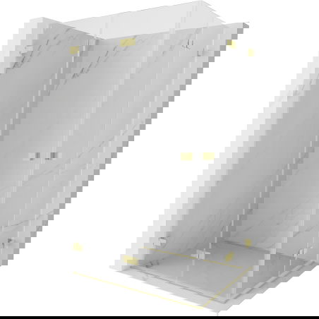 Mexen Lunar-F Duo cabine de douche pliante 100 x 90 cm, transparent, or brossé - 836-100L-090P-55-00