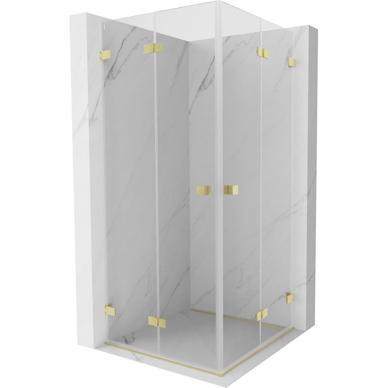 Mexen Lunar-F Duo cabine de douche pliante 100 x 100 cm, transparent, or brossé - 836-100L-100P-55-00