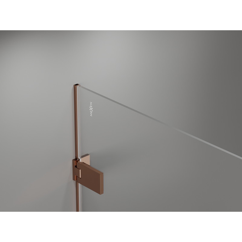 Mexen Lunar-F Duo cabine de douche pliante 80 x 80 cm, transparent, or rose - 836-080L-080P-60-00