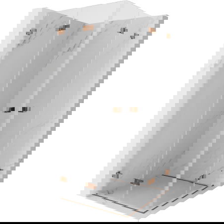 Mexen Lunar-F Duo cabine de douche pliante 85 x 85 cm, transparent, or rose - 836-085L-085P-60-00