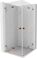 Mexen Lunar-F Duo cabine de douche pliante 85 x 85 cm, transparent, or rose - 836-085L-085P-60-00