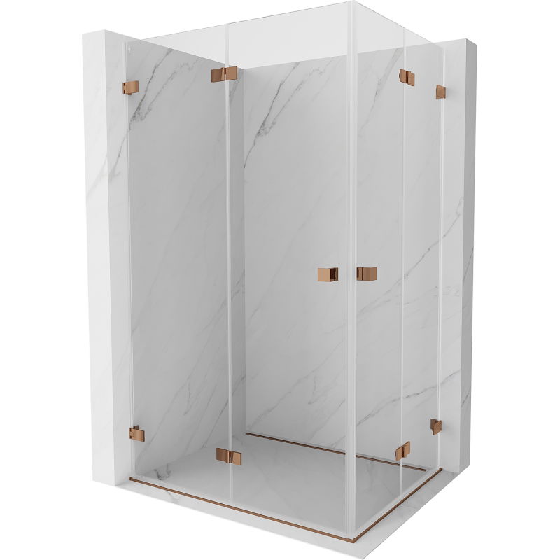 Mexen Lunar-F Duo cabine de douche pliante 90 x 70 cm, transparent, or rose - 836-090L-070P-60-00