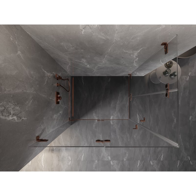 Mexen Lunar-F Duo cabine de douche pliante 90 x 70 cm, transparent, or rose - 836-090L-070P-60-00