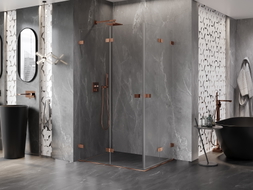 Mexen Lunar-F Duo cabine de douche pliante 100 x 85 cm, transparent, or rose - 836-100L-085P-60-00