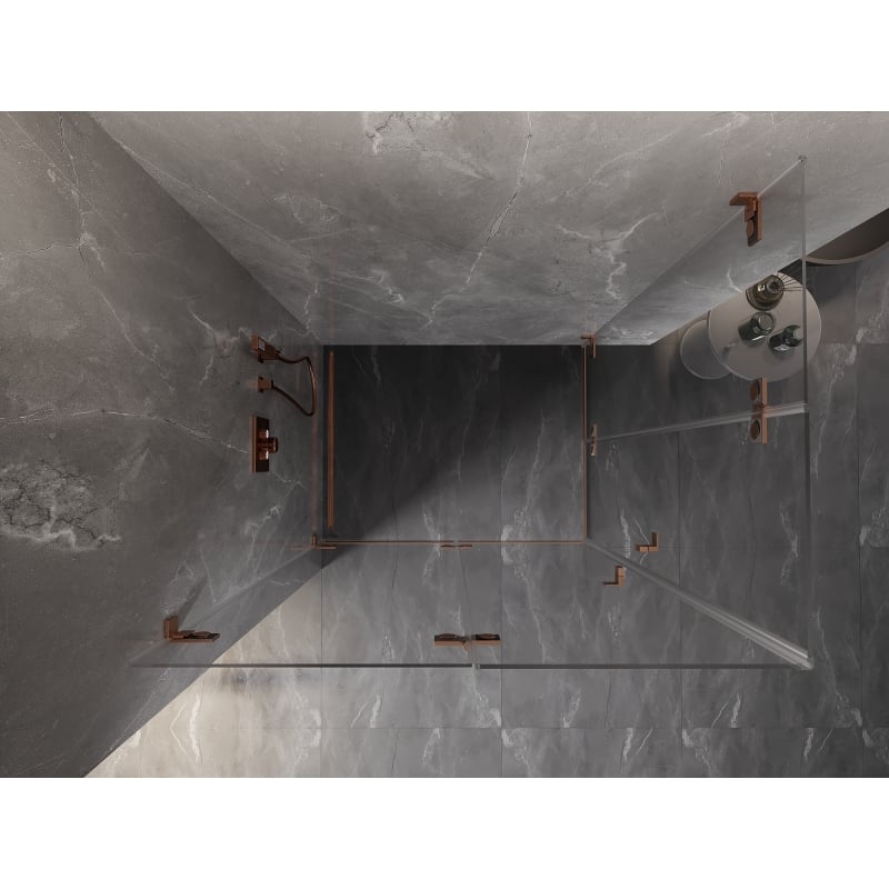 Mexen Lunar-F Duo cabine de douche pliante 75 x 70 cm, transparent, cuivre brossé - 836-075L-070P-65-00