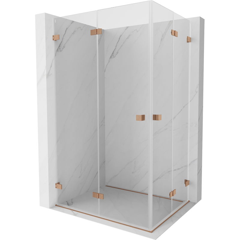 Mexen Lunar-F Duo cabine de douche pliante 80 x 70 cm, transparent, cuivre brossé - 836-080L-070P-65-00
