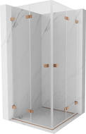 Mexen Lunar-F Duo cabine de douche pliante 80 x 80 cm, transparent, cuivre brossé - 836-080L-080P-65-00