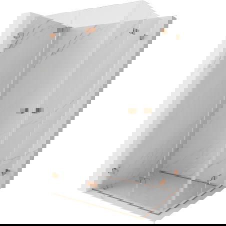 Mexen Lunar-F Duo cabine de douche pliante 85 x 75 cm, transparent, cuivre brossé - 836-085L-075P-65-00