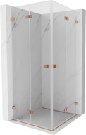 Mexen Lunar-F Duo cabine de douche pliable 85 x 85 cm, transparent, cuivre brossé - 836-085L-085P-65-00