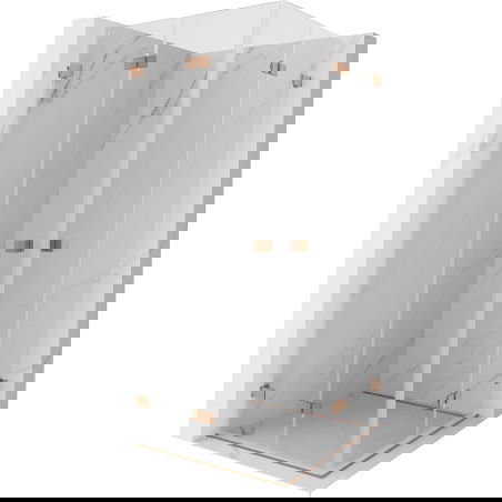 Mexen Lunar-F Duo cabine de douche pliante 90 x 90 cm, transparent, cuivre brossé - 836-090L-090P-65-00