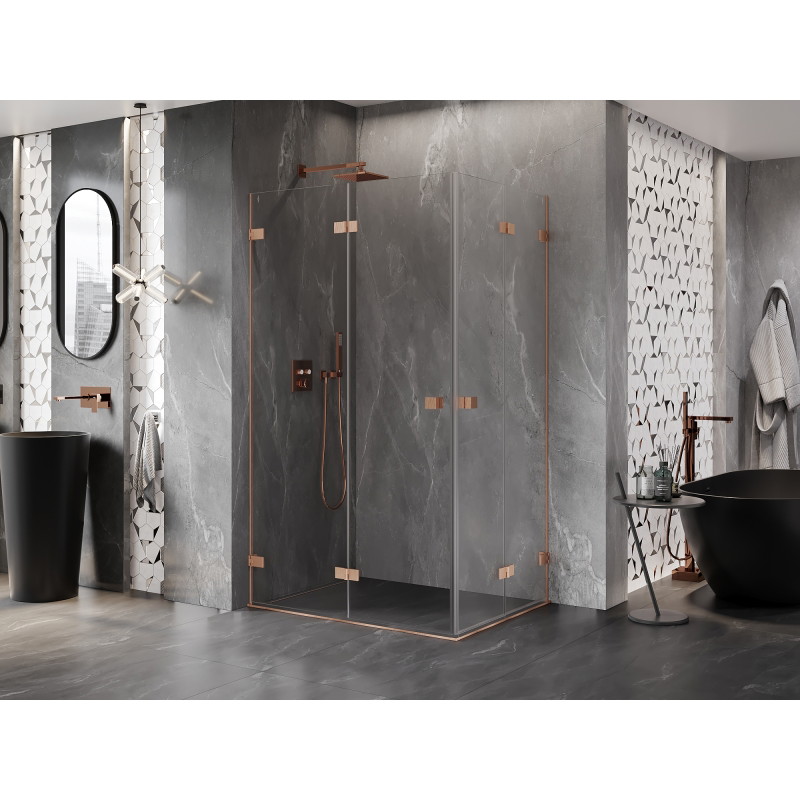 Mexen Lunar-F Duo cabine de douche pliante 100 x 85 cm, transparent, cuivre brossé - 836-100L-085P-65-00