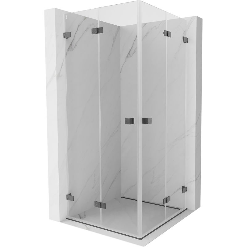 Mexen Lunar-F Duo cabine de douche pliante 70 x 70 cm, transparent, gris armes brossé - 836-070L-070P-66-00