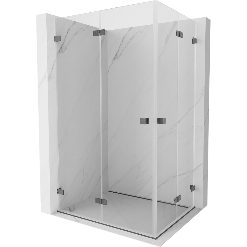 Mexen Lunar-F Duo Cabine de douche pliante 85 x 80 cm, transparent, gris gun brossé - 836-085L-080P-66-00
