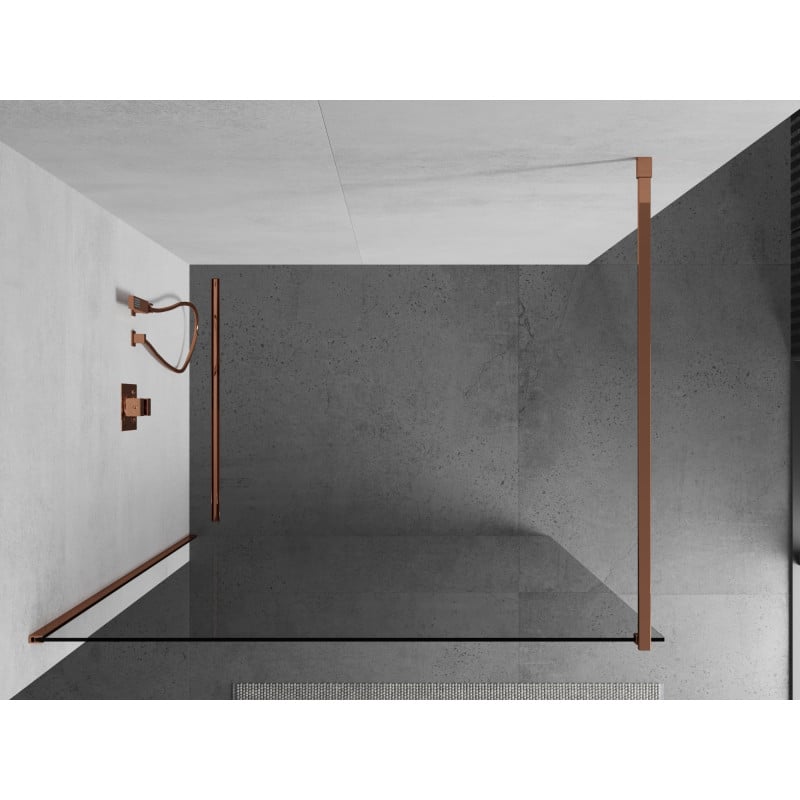 Mexen Kioto paroi de douche Walk-in 90 x 200 cm, transparent 8 mm, or rose - 800-090-101-60-00