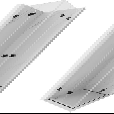 Mexen Lunar-F Duo cabine de douche pliable 90 x 90 cm, transparente, noire - 836-090L-090P-70-00