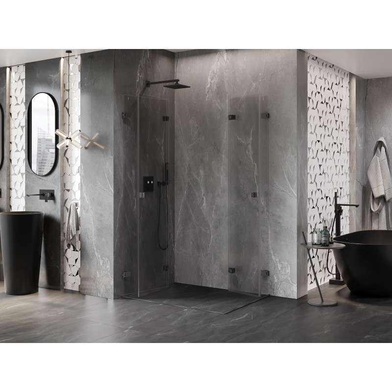 Mexen Lunar-F Duo cabine de douche pliante 80 x 70 cm, transparent, gun metal - 836-080L-070P-95-00