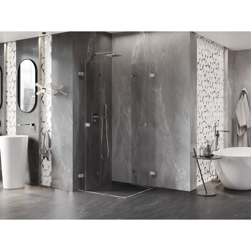 Mexen Lunar-F Duo cabine de douche pliante 70 x 70 cm, transparent, nickel brossé - 836-070L-070P-97-00