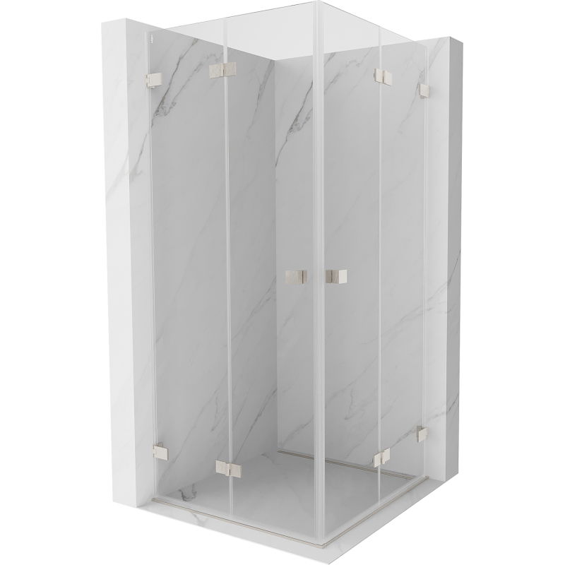 Mexen Lunar-F Duo cabine de douche pliable 75 x 75 cm, transparent, nickel brossé - 836-075L-075P-97-00
