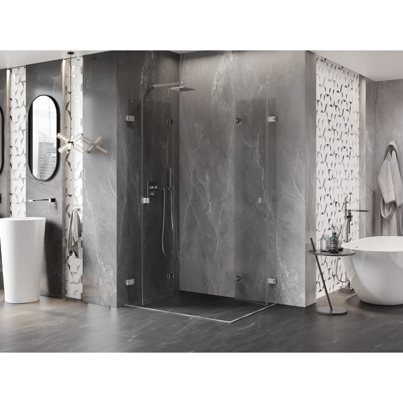 Mexen Lunar-F Duo cabine de douche pliante 80 x 70 cm, transparent, nickel brossé - 836-080L-070P-97-00