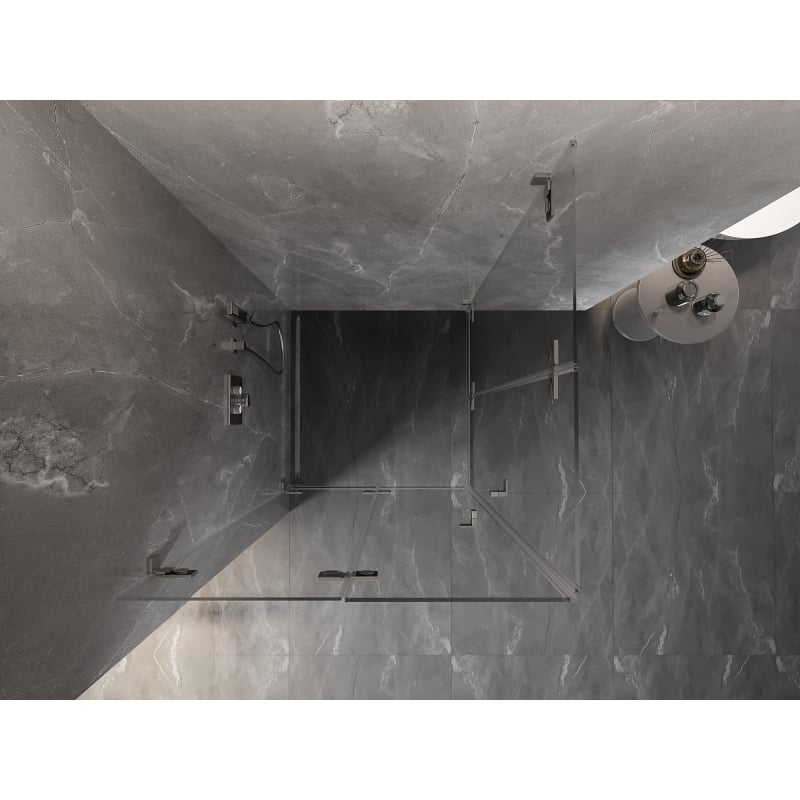 Mexen Lunar-F Duo cabine de douche pliante 80 x 80 cm, transparent, nickel brossé - 836-080L-080P-97-00