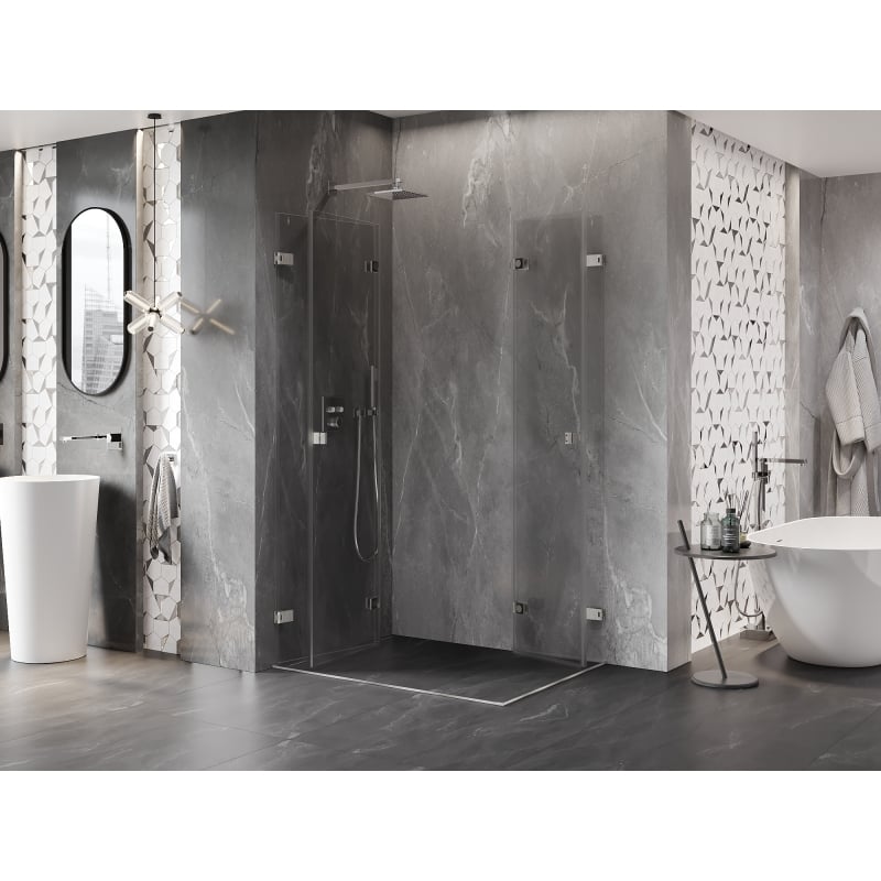 Mexen Lunar-F Duo cabine de douche pliante 90 x 80 cm, transparent, nickel brossé - 836-090L-080P-97-00