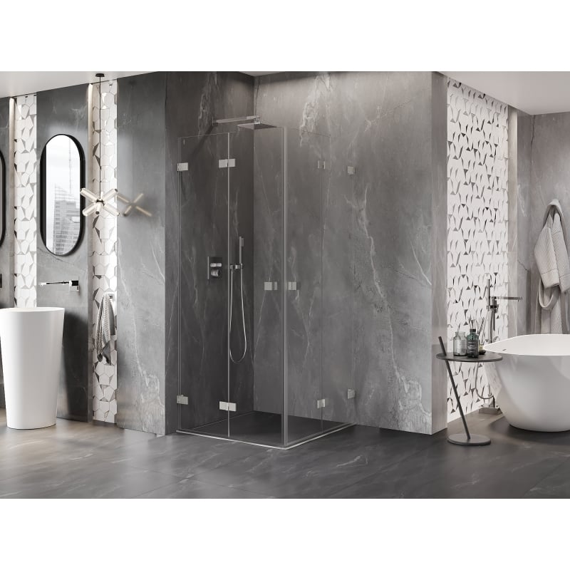 Mexen Lunar-F Duo cabine de douche pliante 90 x 90 cm, transparent, nickel brossé - 836-090L-090P-97-00