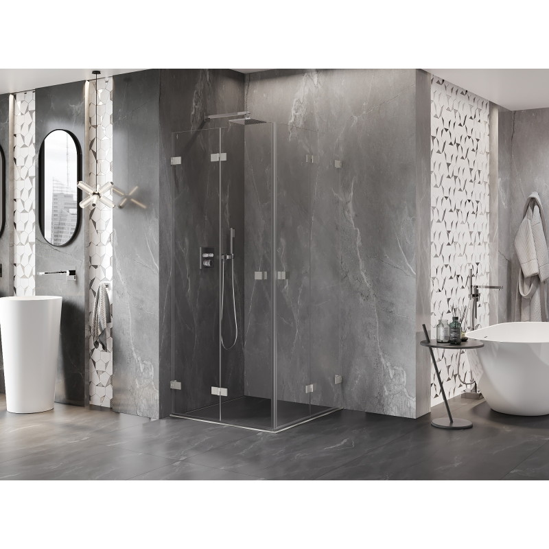 Mexen Lunar-F Duo cabine de douche pliante 100 x 100 cm, transparent, nickel brossé - 836-100L-100P-97-00