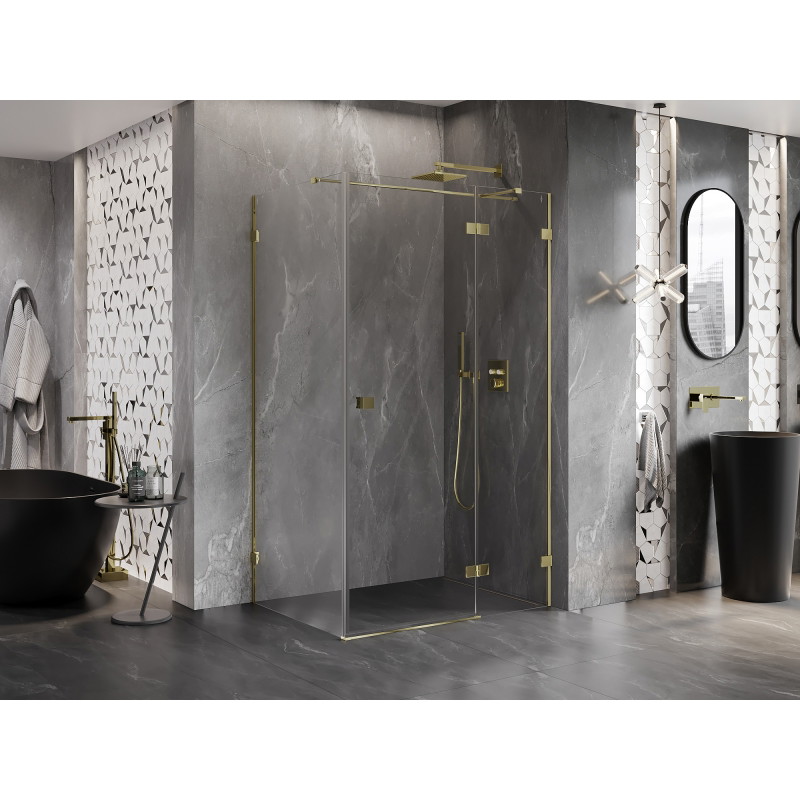Mexen Lunar T cabine de douche pivotante droite 120 x 90 cm, transparent, or - 834T-120-090-50-00-P