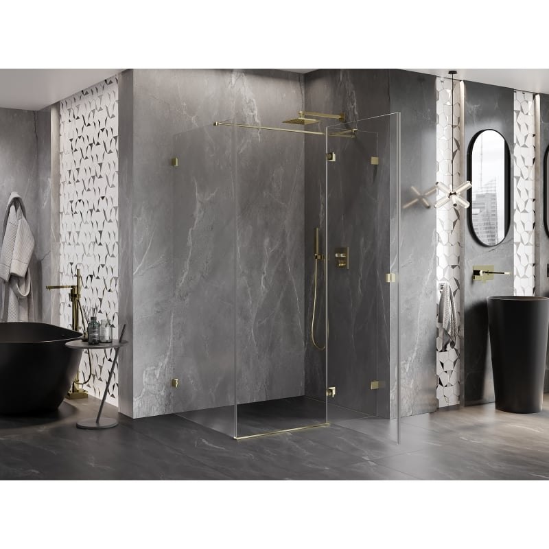 Mexen Lunar T cabine de douche battante droite 125 x 90 cm, transparent, or - 834T-125-090-50-00-P