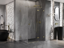 Mexen Lunar T cabine de douche battante droite 140 x 90 cm, transparente, dorée - 834T-140-090-50-00-P