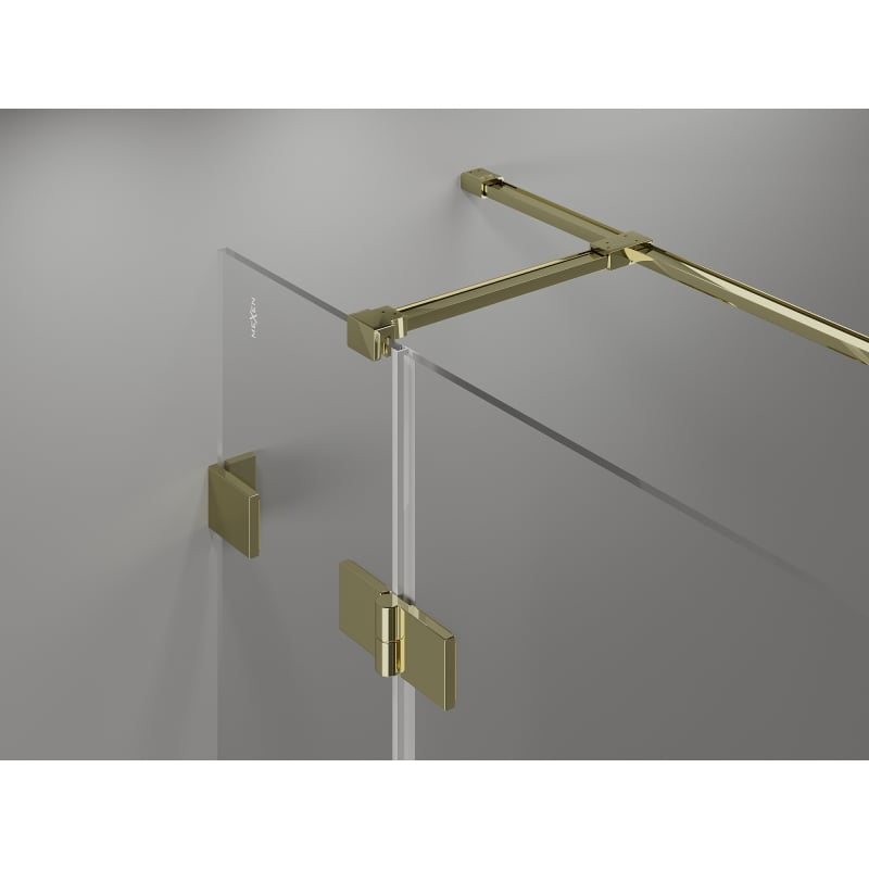 Mexen Lunar T cabine de douche battante droite 140 x 90 cm, transparente, dorée - 834T-140-090-50-00-P