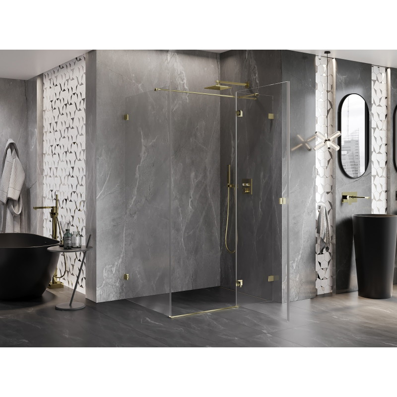 Mexen Lunar T cabine de douche pivotante droite 110 x 100 cm, transparent, or - 834T-110-100-50-00-P